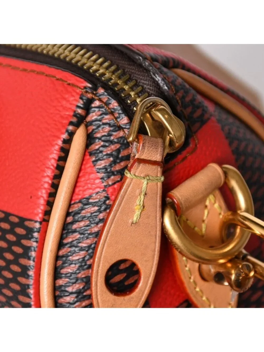 Louis Vuitton Speedy Bandouliere 18 Rouge Damier Pop Brown Red Handbag